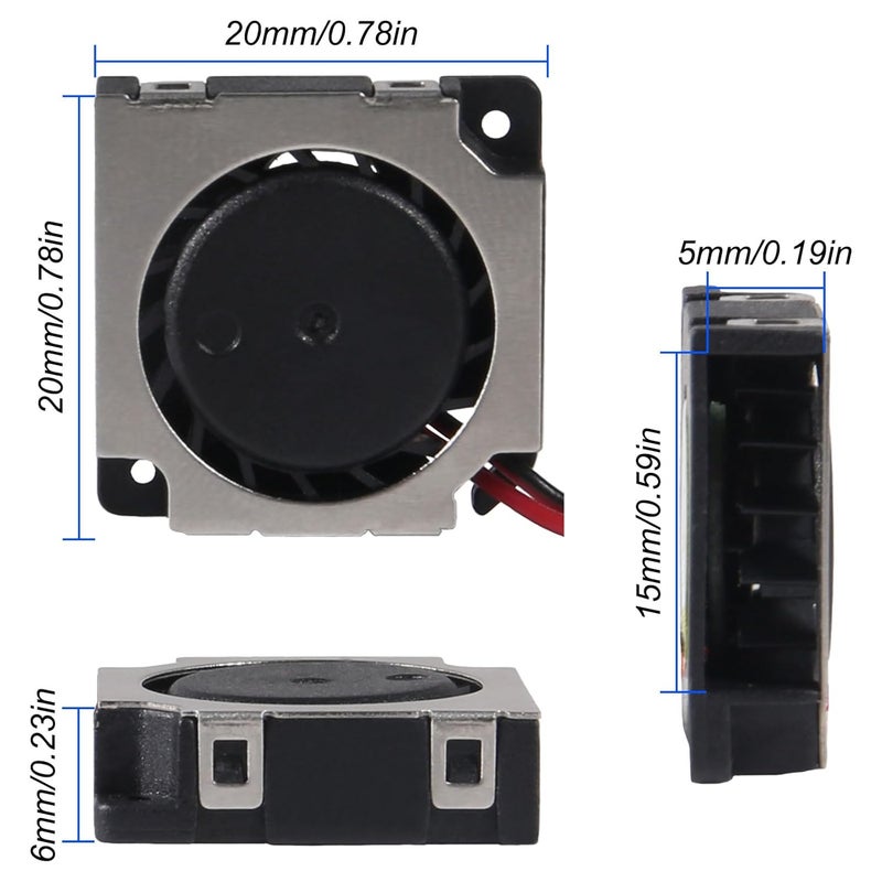 XIITIA 6pcs DC 20mm Fan 12V 2006/20x20x6mm Sleeve Bearings Brushless DC Cooling Blower Fan with 2 Pin Terminal for 3D Printer Parts - Image 3